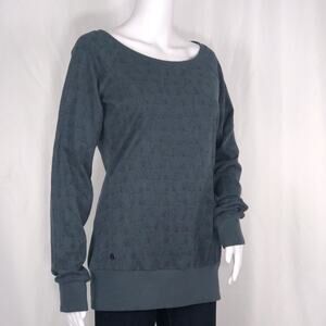 Mazine Deep Ocean Blue Anatye Poodle Print Long Sleeves ScoopNeck Sweatshirt SzS
